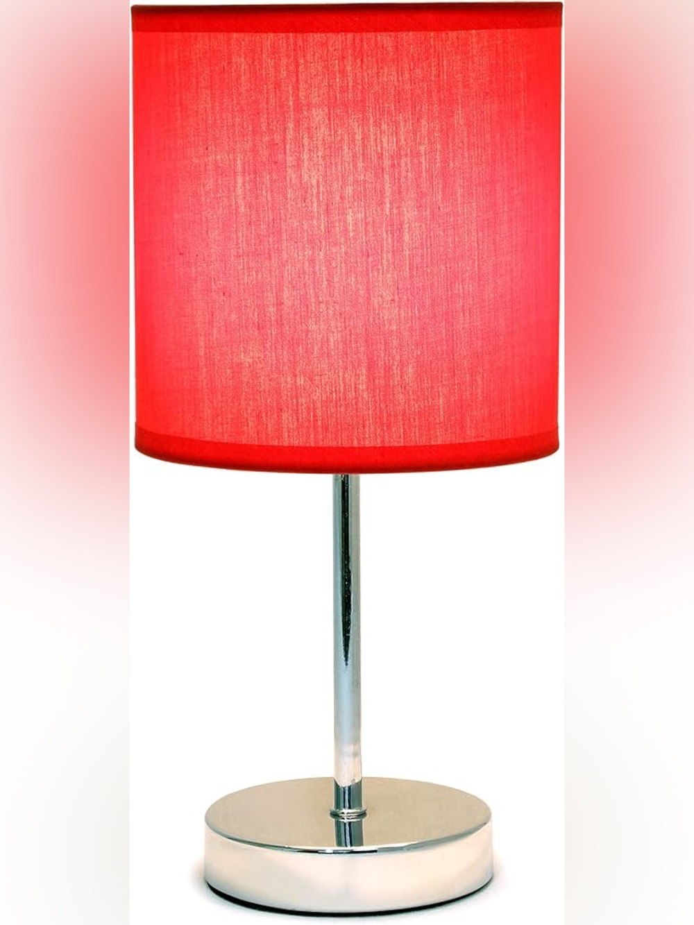 Red Mini Table Lamp Chrome Base Nightstand Desk Lamp - Picture 6 of 6